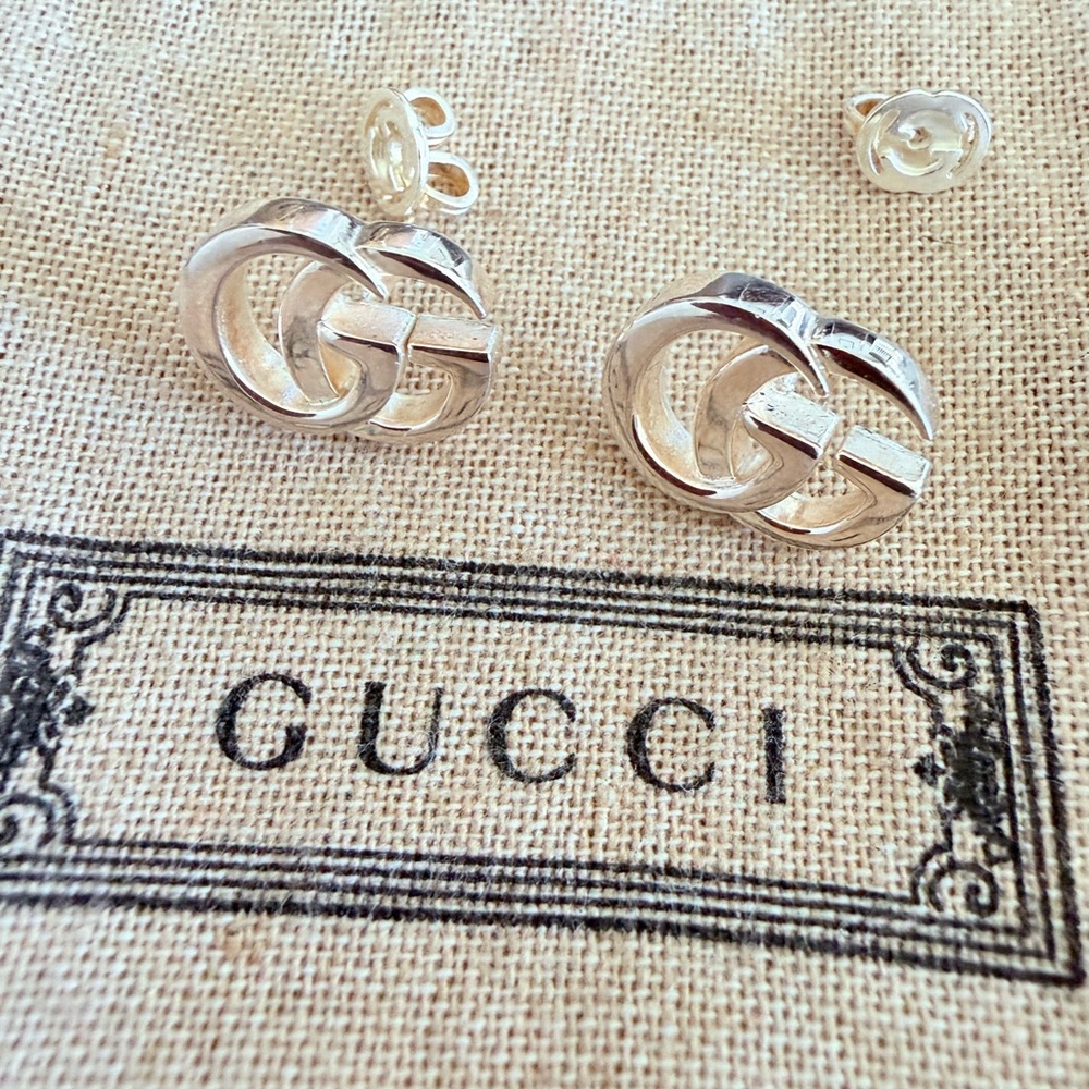 Gucci Silver Iconic GG Marmont Stud Earrings